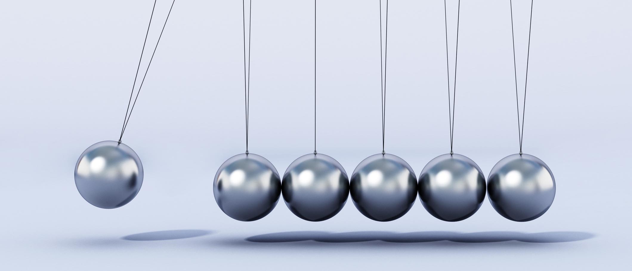 Newton's cradle illustrating impact